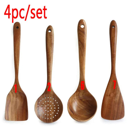 1-7 Piece Teakwood Utensil Set