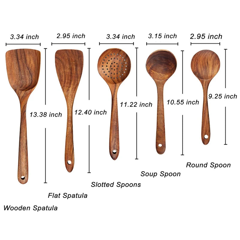 1-7 Piece Teakwood Utensil Set