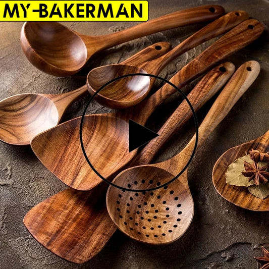 1-7 Piece Teakwood Utensil Set