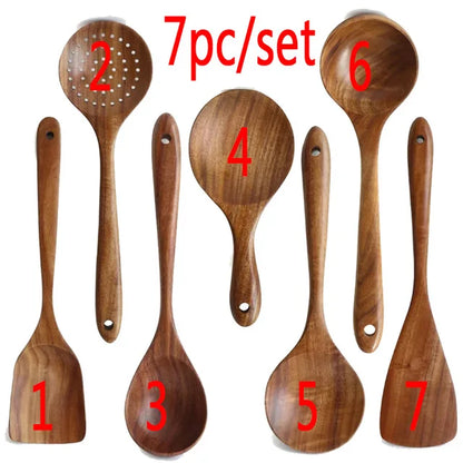 1-7 Piece Teakwood Utensil Set