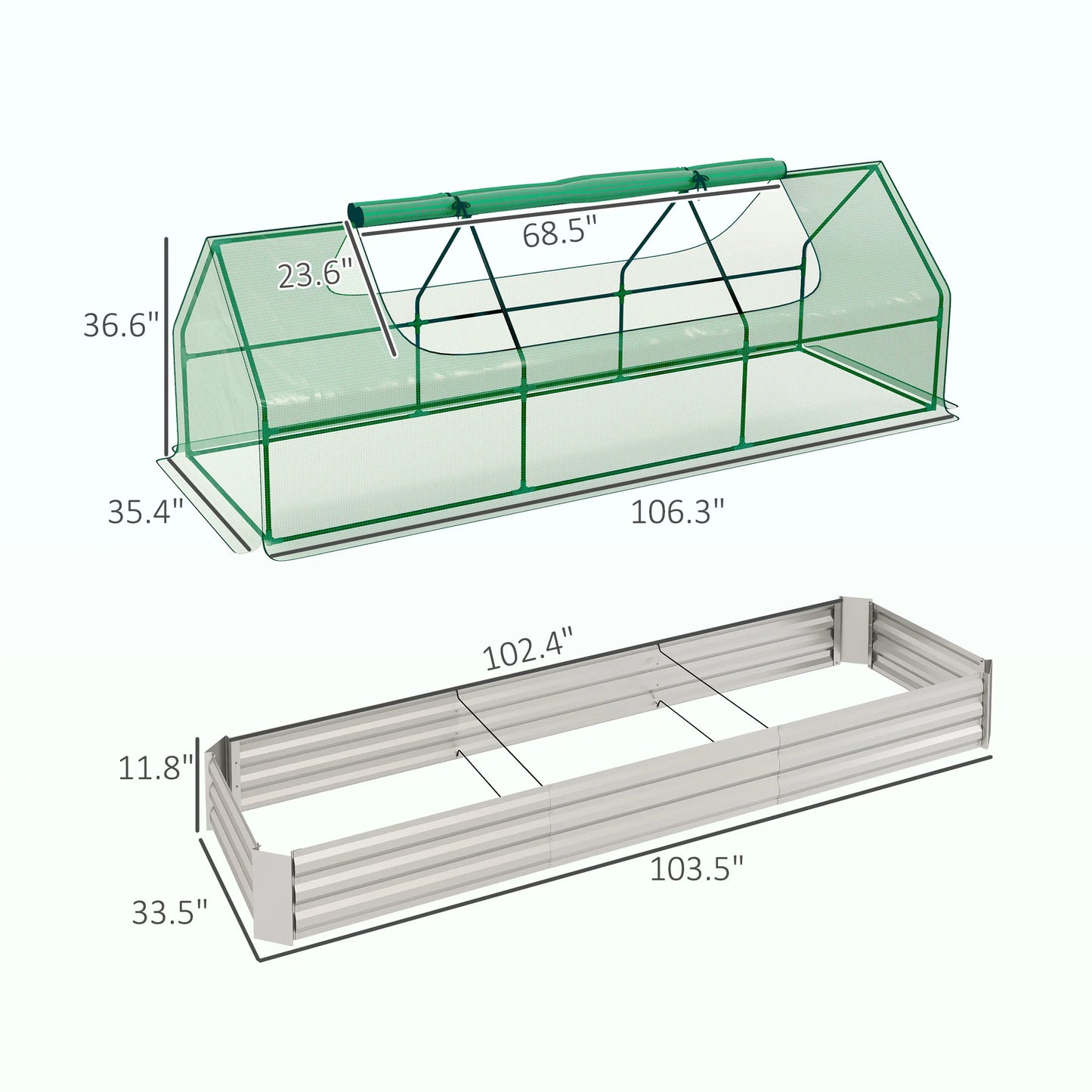 8.6 X 3 X 1ft Raised Garden Bed with Cover