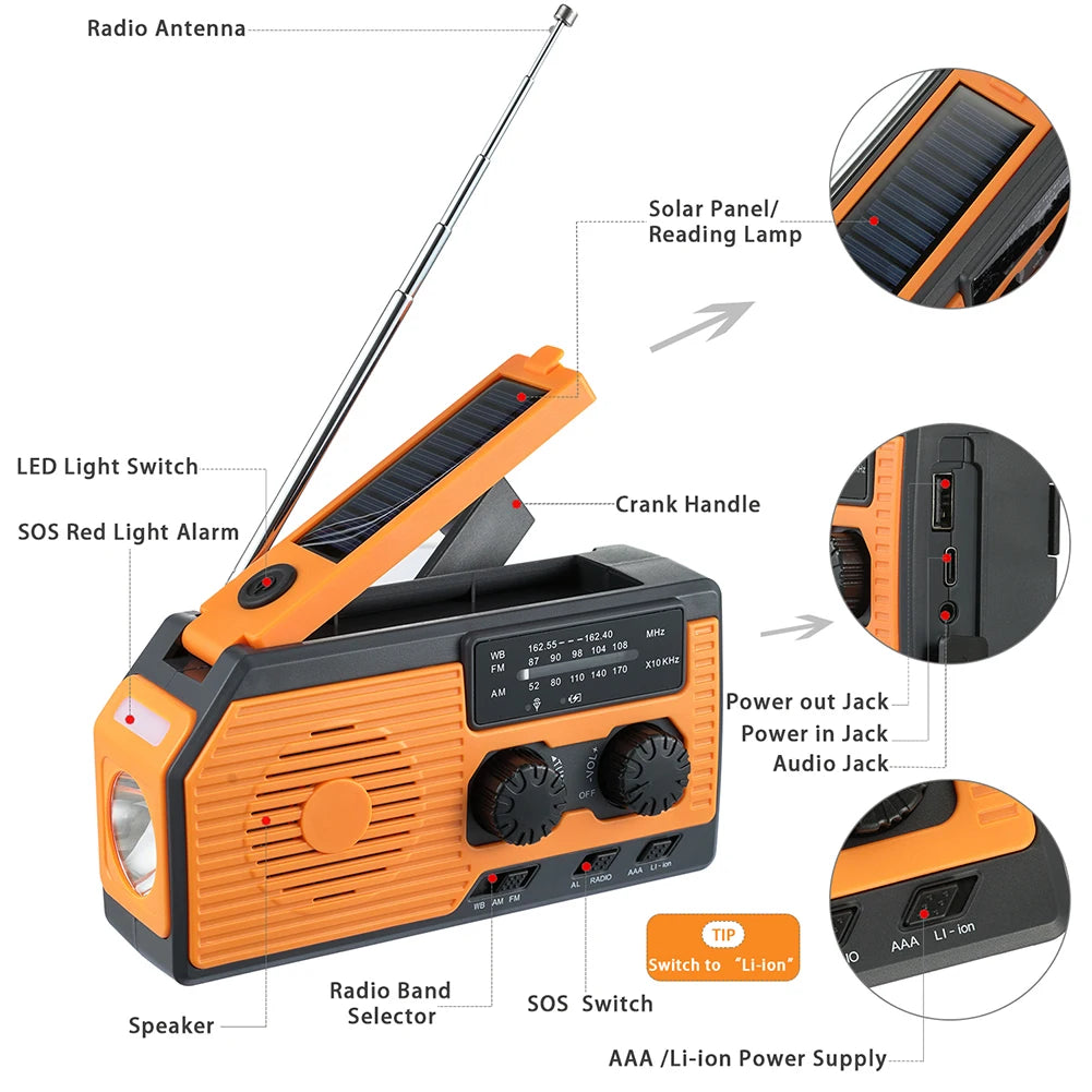 Hand Crank Emergency Solar Power Radio