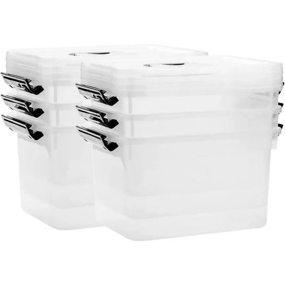 Plastic Storage Bins with Lids 6pack