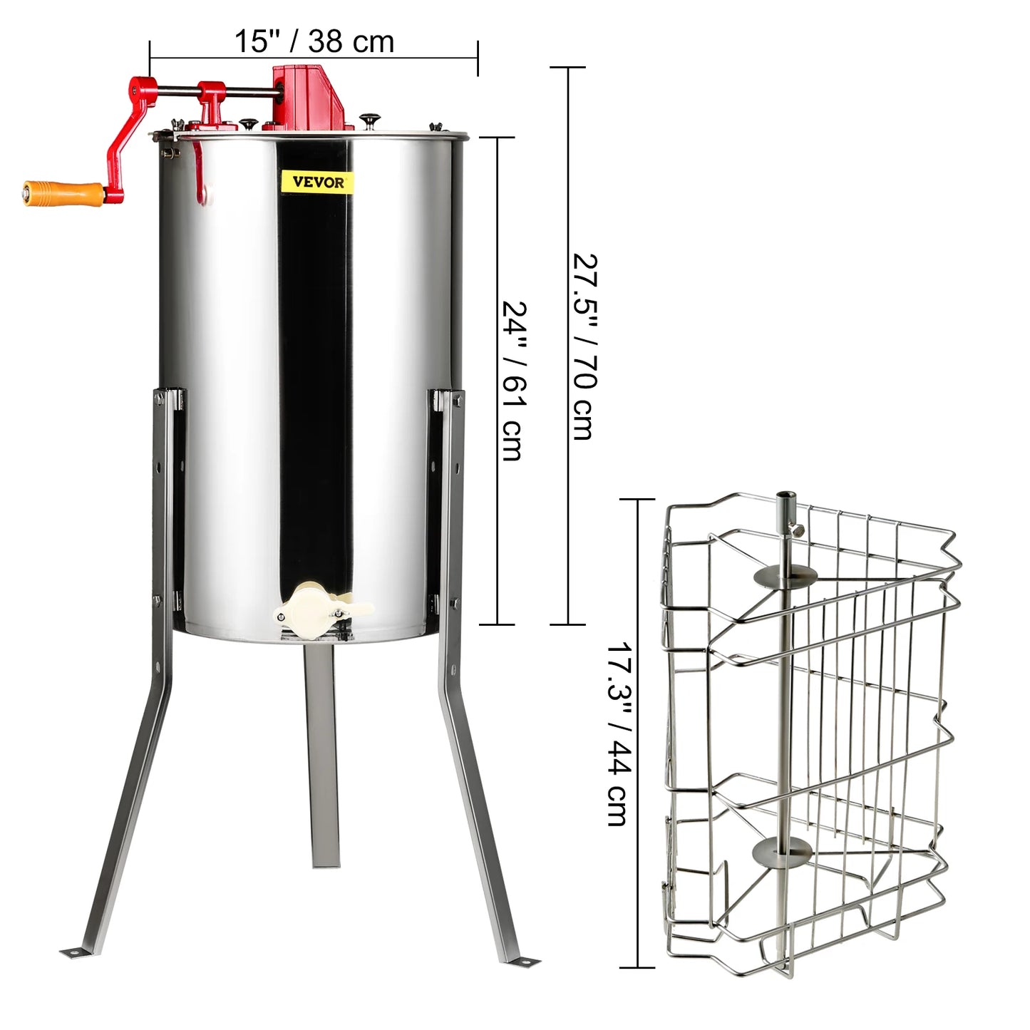 Stainless Steel Manual Honey Extractor