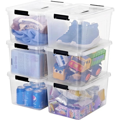 Plastic Storage Bins with Lids 6pack