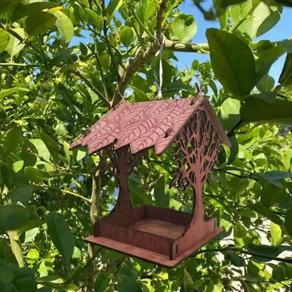 Wooden Hanging Bird Feeder