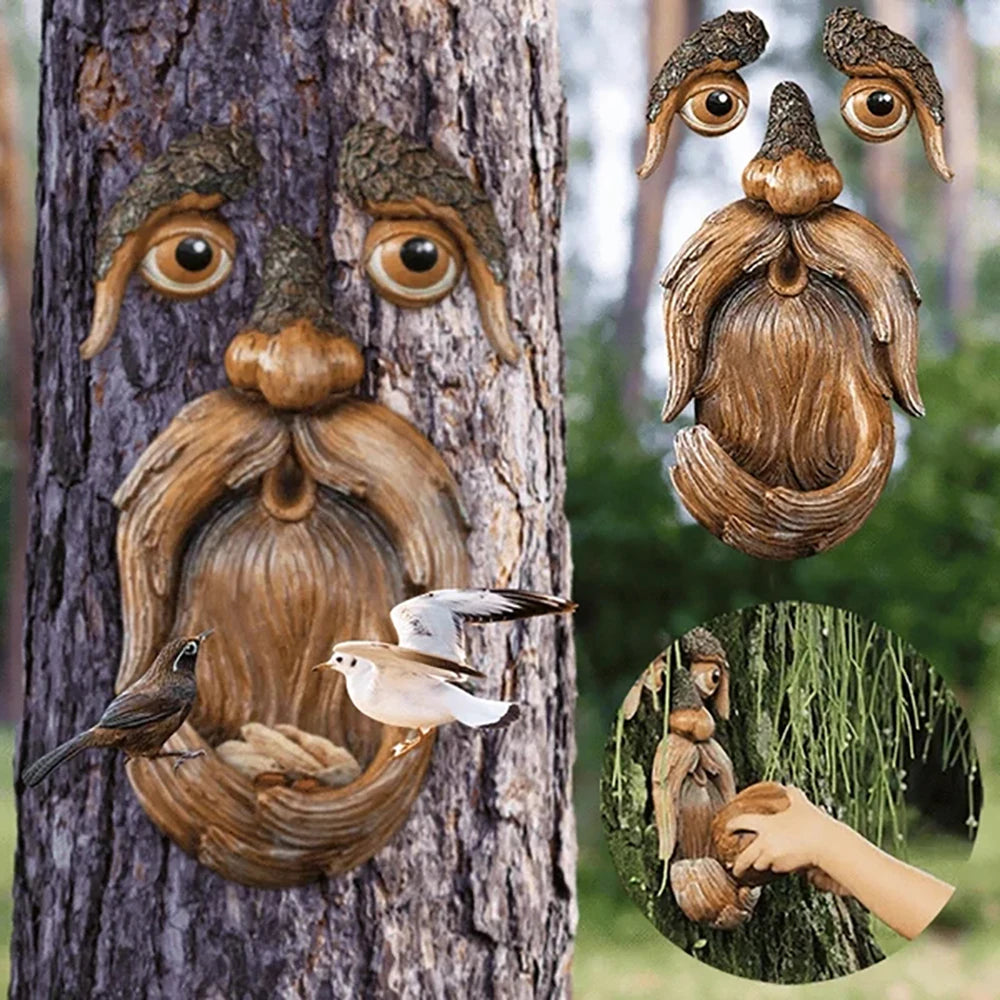 Resin Tree Face Bird Feeder