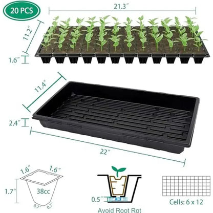 20 Pack 1020 Seed Starting Trays And 72 Cell Plugs