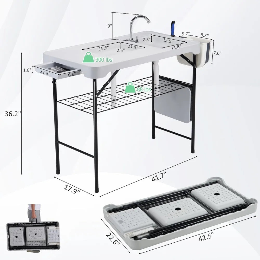 Fish Cleaning Table with Sink