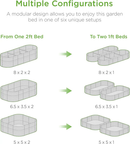 8x2x2ft Metal Raised Garden Bed