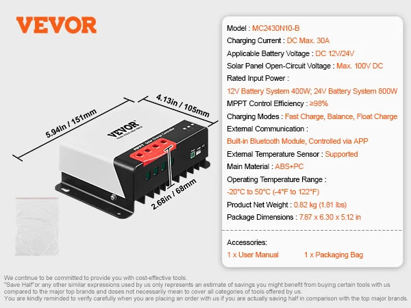 30A/40A/50A MPPT Solar Charge Controller