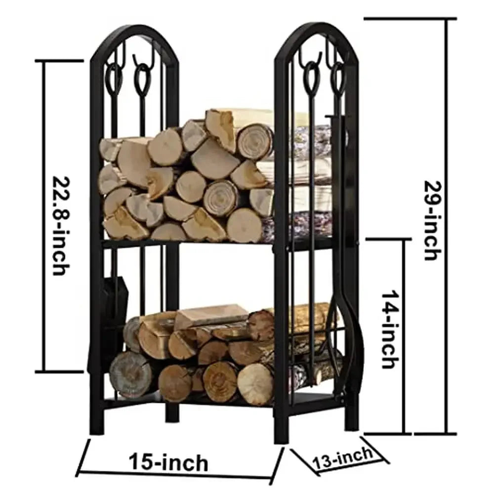 Firewood Rack Holder with 4 Tools Set