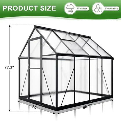 7.5x6 FT Aluminum Polycarbonate Greenhouse