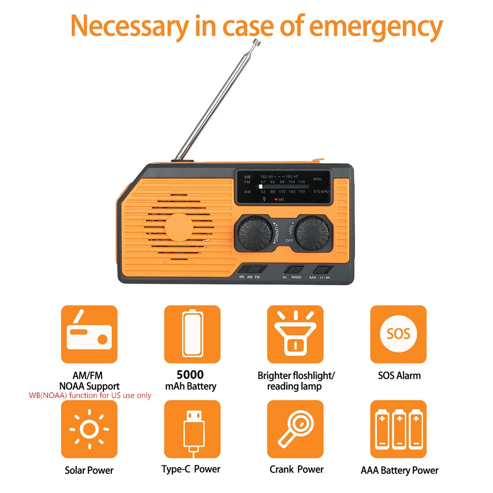 Hand Crank Emergency Solar Power Radio