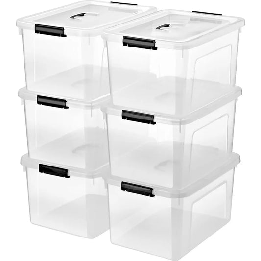 Plastic Storage Bins with Lids 6pack