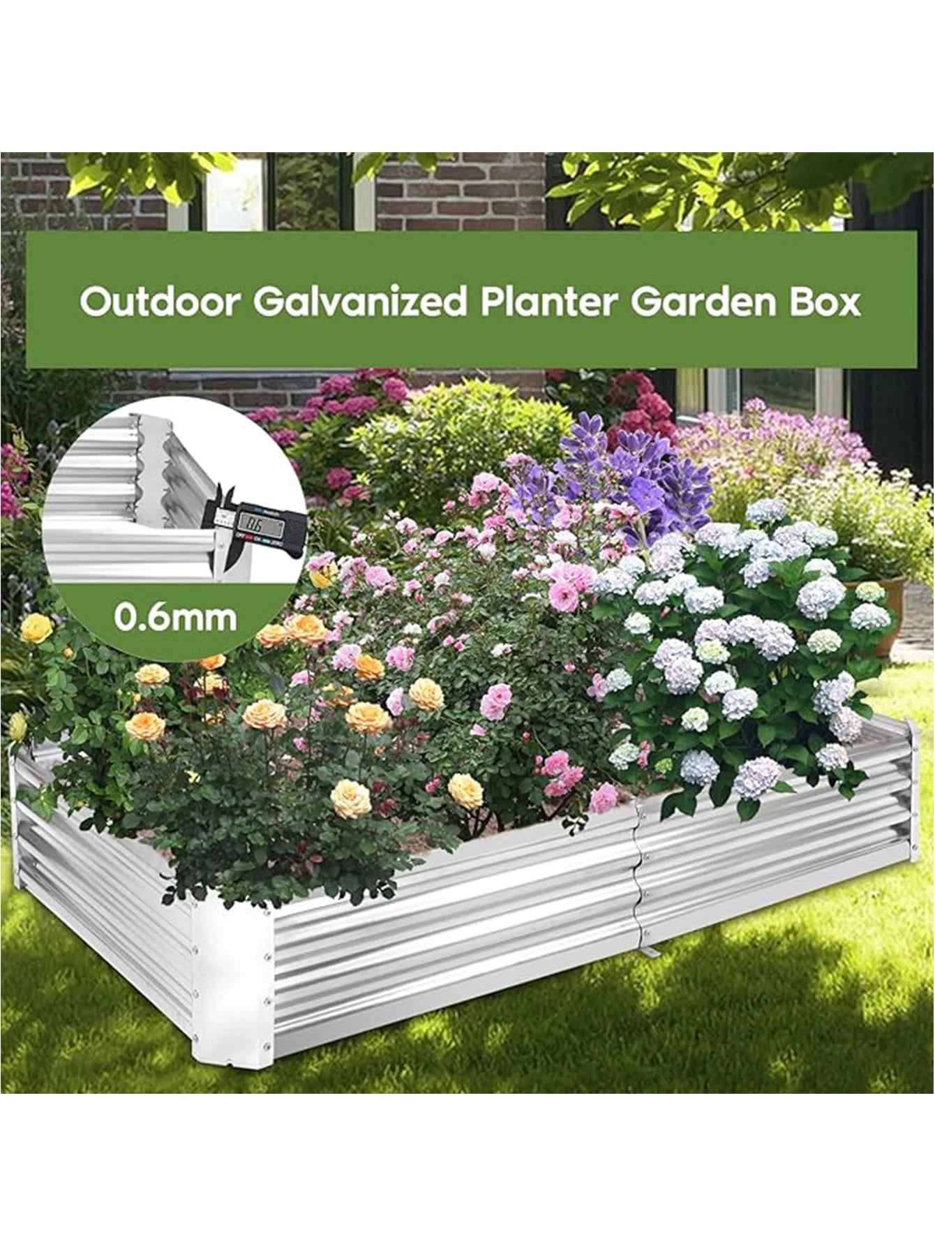 6 X 3 X 1 FT Galvanized Raised Garden Bed With Cover