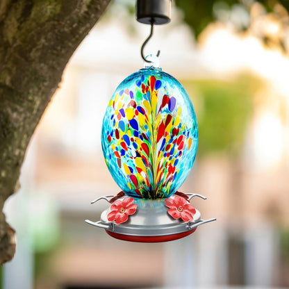 Blown Glass Hummingbird Feeder