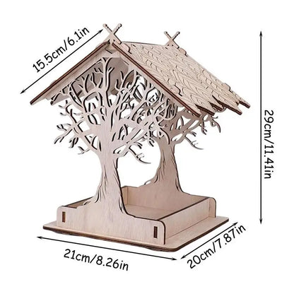 Wooden Hanging Bird Feeder