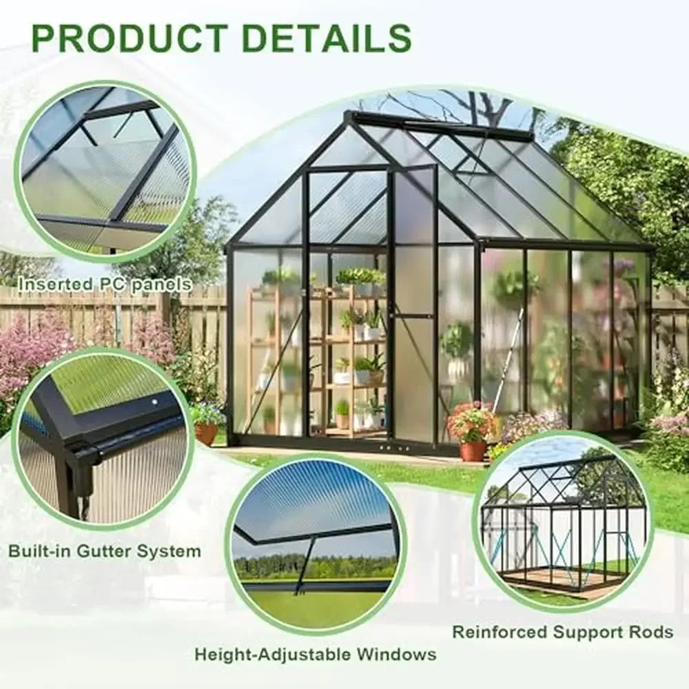 7.5x6 FT Aluminum Polycarbonate Greenhouse