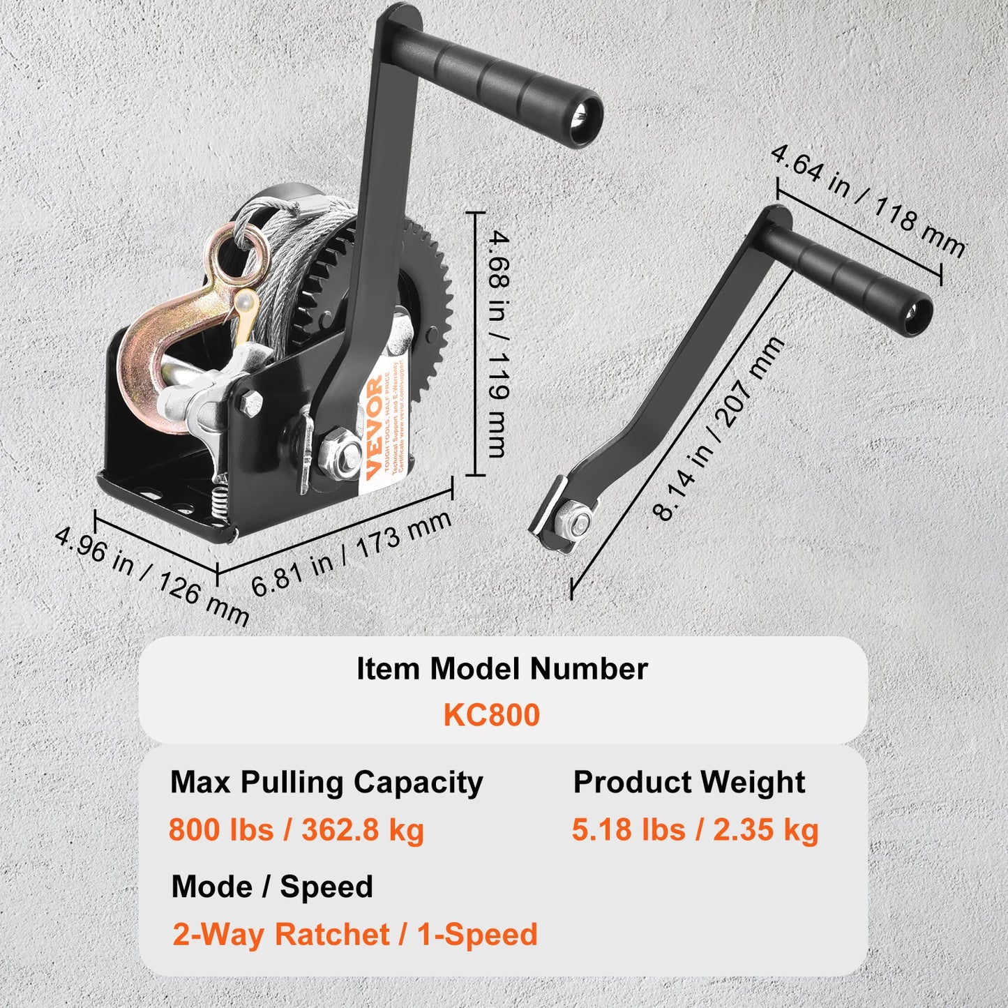 Heavy Duty Hand Crank Winch