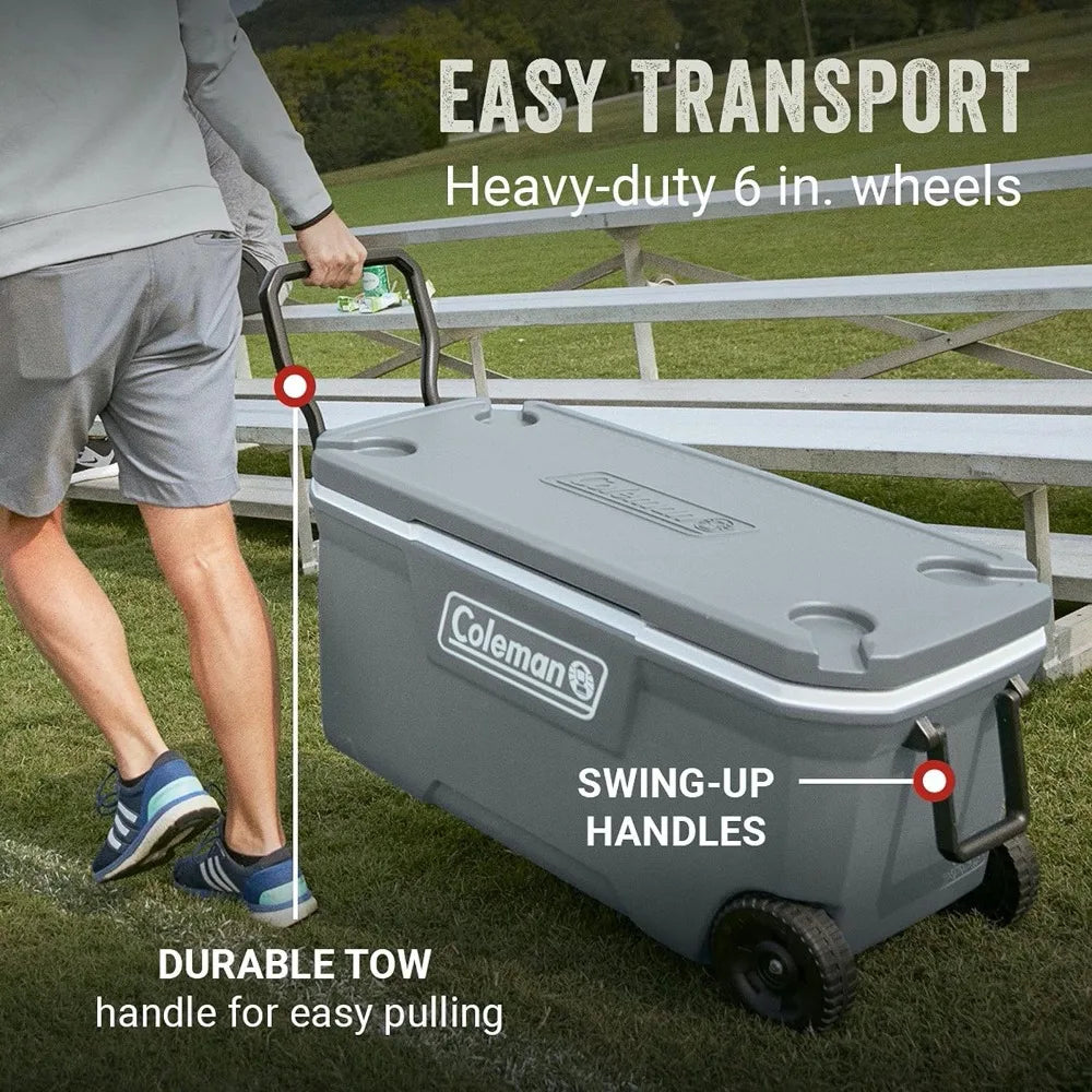 Insulated Portable Cooler with Wheels 100qt